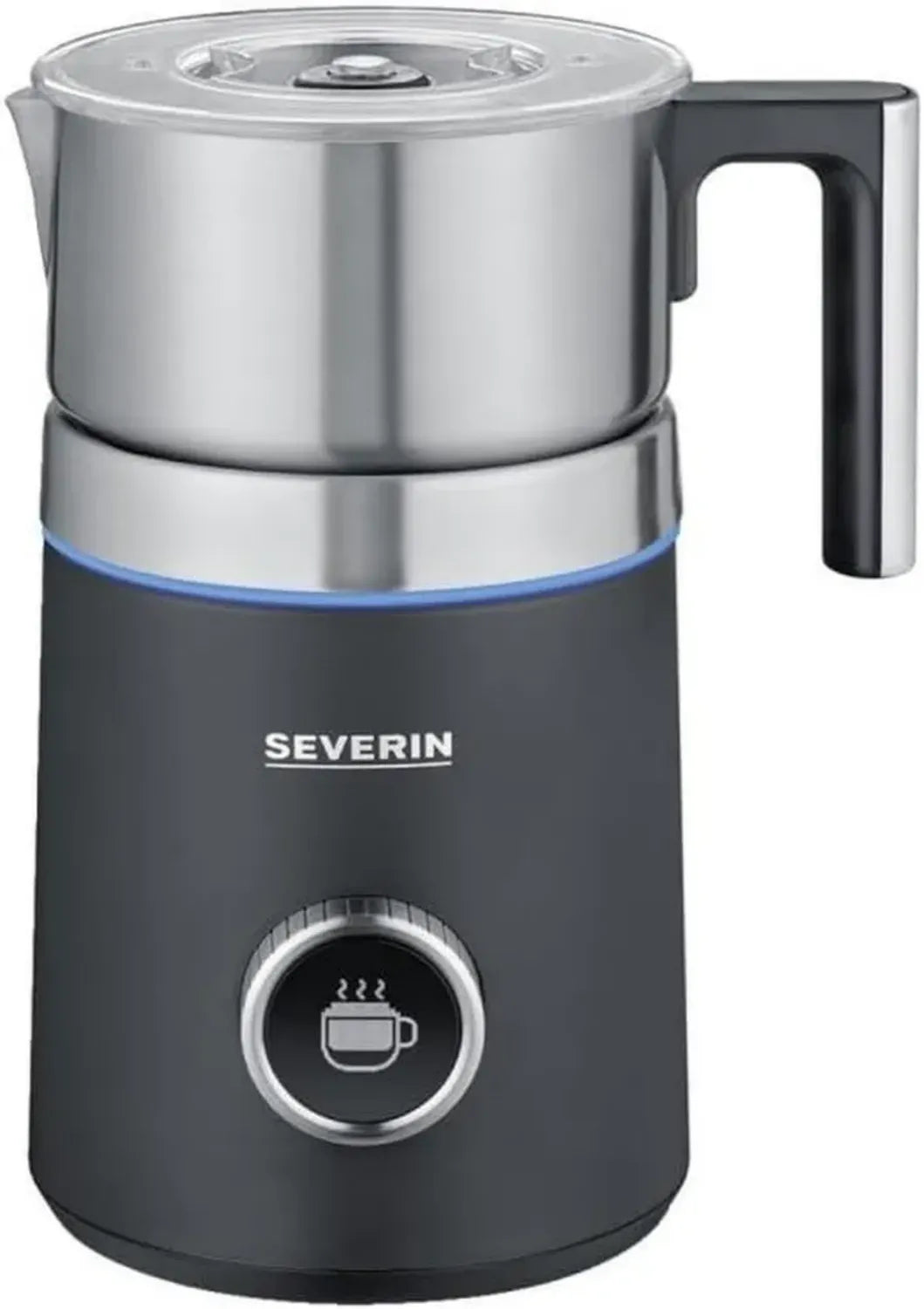 SEVERIN Induktions-Milchaufschäumer mit OLED-Display und 13 Programmen, Barista-Ausguss, Edelstahl Schwarz